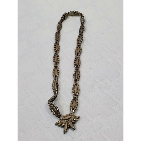 Vintage Signed Kramer Black Onyx Clear Rhinestone Elegant Necklace - Picture 2 of 7